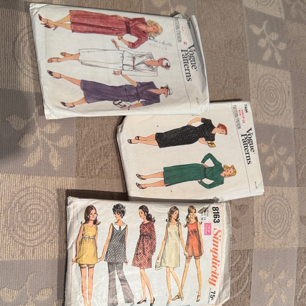 Vintage Vogue/Simplicity Sewing Patterns (Bundle of 3)